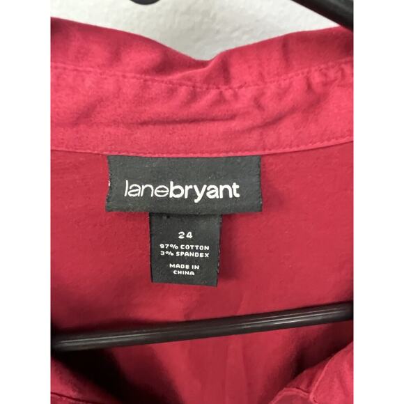 Set of TWO Lane Bryant Blouse Shirt Button Front Womens Size 24 Blue and Red - Picture 9 of 10